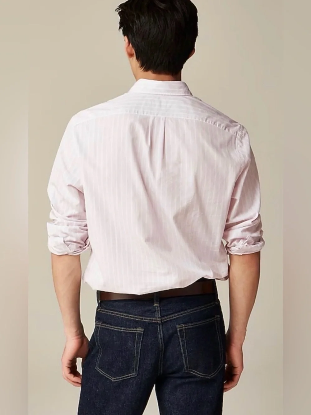J. Crew Secret Wash Classic Fit Cotton Poplin Shirt in Robert Lilac White